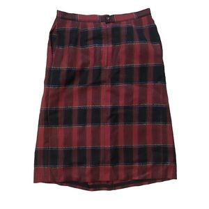100% Wool Red Plaid Skirt Size 12 - academia / Scottish style - woman’s skirt